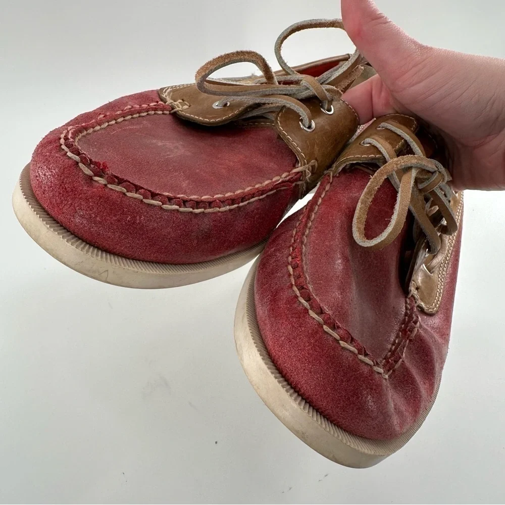 Cole haan yacht club collection boat shoes 9.5 red brown leather vintage 90s
